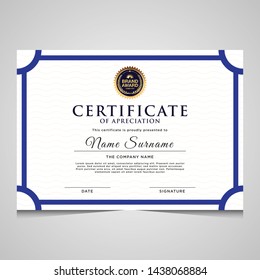elegant blue and gold diploma certificate template. Use for print, certificate, diploma, graduation