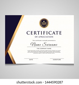 elegant blue and gold diploma certificate template. Use for print, certificate, diploma, graduation