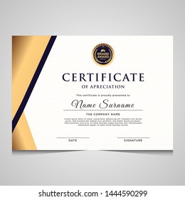 elegant blue and gold diploma certificate template. Use for print, certificate, diploma, graduation