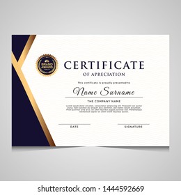 elegant blue and gold diploma certificate template. Use for print, certificate, diploma, graduation