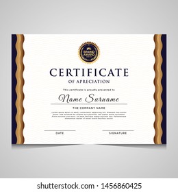 elegant blue and gold diploma certificate template. Use for print, certificate, diploma, graduation