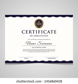 elegant blue and gold diploma certificate template. Use for print, certificate, diploma, graduation