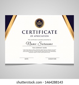 elegant blue and gold diploma certificate template. Use for print, certificate, diploma, graduation