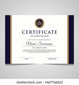 elegant blue and gold diploma certificate template. Use for print, certificate, diploma, graduation