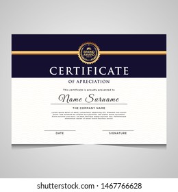 elegant blue and gold diploma certificate template. Use for print, certificate, diploma, graduation