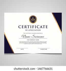 elegant blue and gold diploma certificate template. Use for print, certificate, diploma, graduation