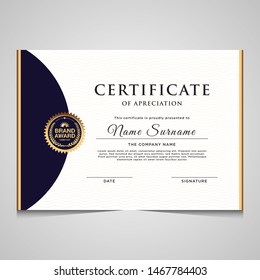 elegant blue and gold diploma certificate template. Use for print, certificate, diploma, graduation