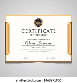 Elegant blue and gold diploma certificate template. Use for print, certificate, diploma, graduation