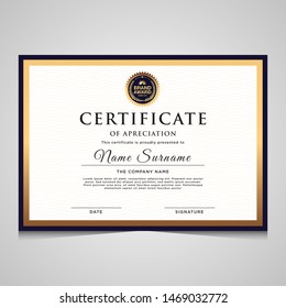 elegant blue and gold diploma certificate template. Use for print, certificate, diploma, graduation