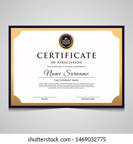 elegant blue and gold diploma certificate template. Use for print, certificate, diploma, graduation