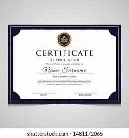 elegant blue and gold diploma certificate template. Use for print, certificate, diploma, graduation