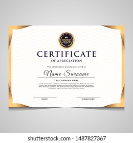 elegant blue and gold diploma certificate template. Use for print, certificate, diploma, graduation