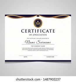 elegant blue and gold diploma certificate template. Use for print, certificate, diploma, graduation