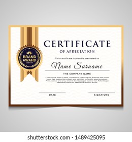 Elegant blue and gold diploma certificate template. Use for print, certificate, diploma, graduation