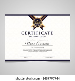 Elegant blue and gold diploma certificate template. Use for print, certificate, diploma, graduation