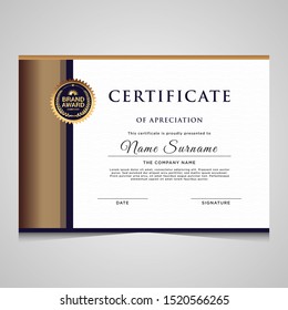 elegant blue and gold diploma certificate template. Use for print, certificate, diploma, graduation