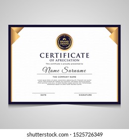 elegant blue and gold diploma certificate template. Use for print, certificate, diploma, graduation