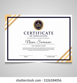 elegant blue and gold diploma certificate template. Use for print, certificate, diploma, graduation