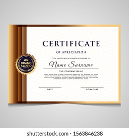 Elegant blue and gold diploma certificate template. Use for print, certificate, diploma, graduation