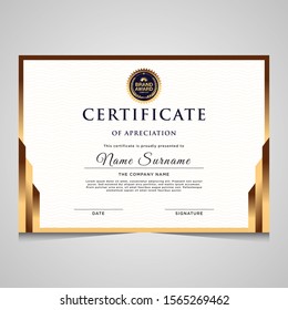 Elegant blue and gold diploma certificate template. Use for print, certificate, diploma, graduation