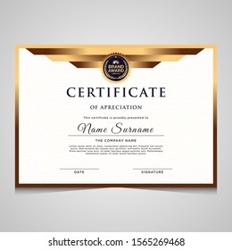 Elegant Blue Gold Diploma Certificate Template Stock Vector (Royalty ...