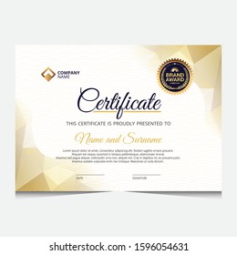 elegant blue and gold diploma certificate template. Use for print, certificate, diploma, graduation