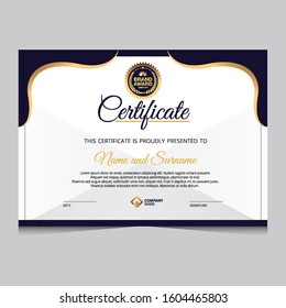 elegant blue and gold diploma certificate template. Use for print, certificate, diploma, graduation