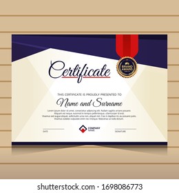 elegant blue and gold diploma certificate template. Use for print, certificate, diploma, graduation