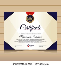 elegant blue and gold diploma certificate template. Use for print, certificate, diploma, graduation