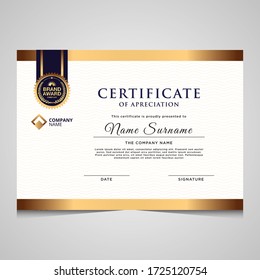 elegant blue and gold diploma certificate template. Use for print, certificate, diploma, graduation