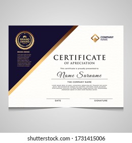 elegant blue and gold diploma certificate template. Use for print, certificate, diploma, graduation