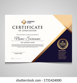 elegant blue and gold diploma certificate template. Use for print, certificate, diploma, graduation