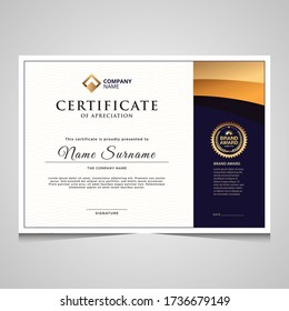 elegant blue and gold diploma certificate template. Use for print, certificate, diploma, graduation