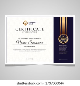 elegant blue and gold diploma certificate template. Use for print, certificate, diploma, graduation