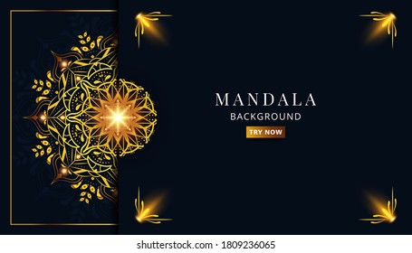 elegant blue and gold mandala vector background