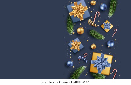 elegant blue and golden christmas background