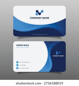 Elegant blue gradient business card template curve design cover decoration
