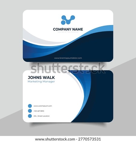  Elegant blue gradient business name card template cover wavy decoration