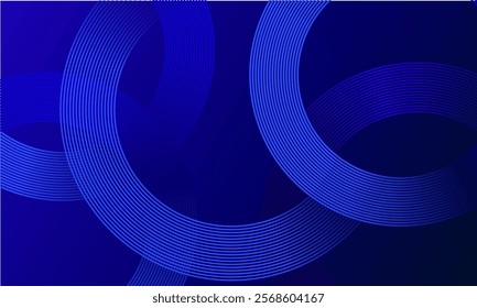 Elegant Blue Gradient Waves with Modern Abstract Circular Patterns Creating a Dynamic Flow