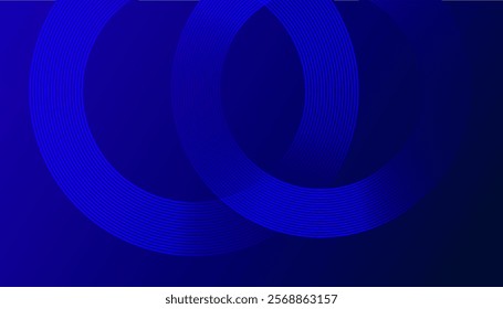 Elegant Blue Gradient Waves with Modern Abstract Circular Patterns Creating a Dynamic Flow