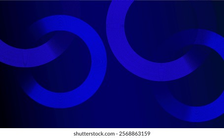 Elegant Blue Gradient Waves with Modern Abstract Circular Patterns Creating a Dynamic Flow