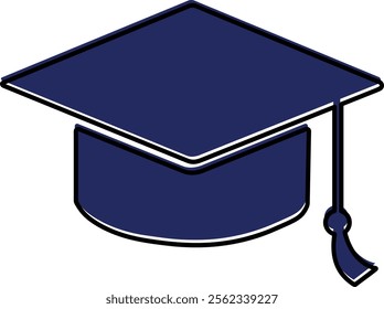 Elegant Blue Graduation Cap Vector Illustration