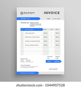 elegant blue gray vector invoice template design