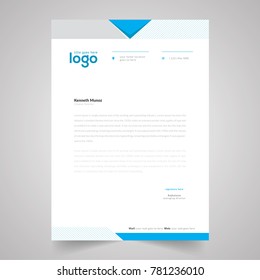 elegant blue and gray waves letterhead design template