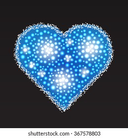 Elegant blue heart composed from small pearls. Love romantic Valentine art. Valentine's Day vector illustration. 