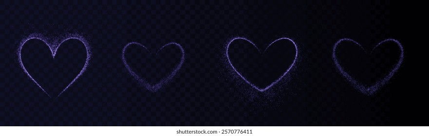 Elegant blue heart outline with sparkling light effects on a transparent background. Perfect for romantic designs, holiday cards, banners, and love-themed projects.