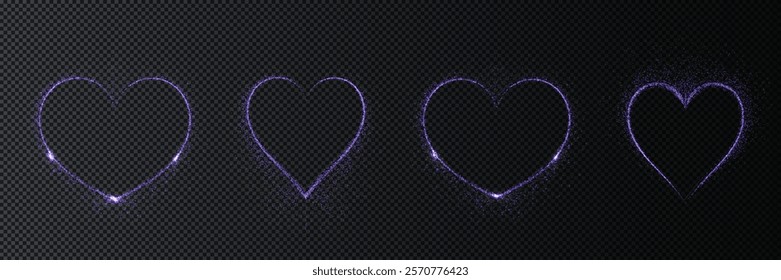 Elegant blue heart outline with sparkling light effects on a transparent background. Perfect for romantic designs, holiday cards, banners, and love-themed projects.