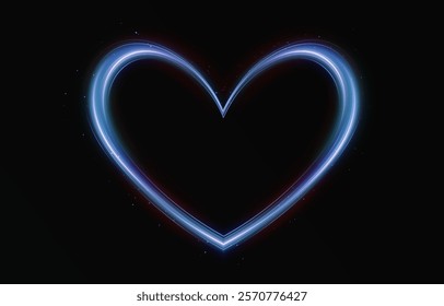 Elegant blue heart outline with sparkling light effects on a transparent background. Perfect for romantic designs, holiday cards, banners, and love-themed projects.