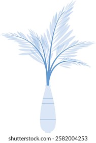 Elegant Blue Indoor Plant Illustration Vector Cute Flat Solid Art Potted Bonsai Icon Symbol