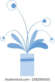 Elegant Blue Indoor Plant Illustration Vector Cute Flat Solid Art Potted Bonsai Icon Symbol